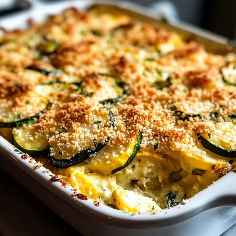 Cremiger gelber Kürbis- und Zucchini-Auflauf für den Sommer