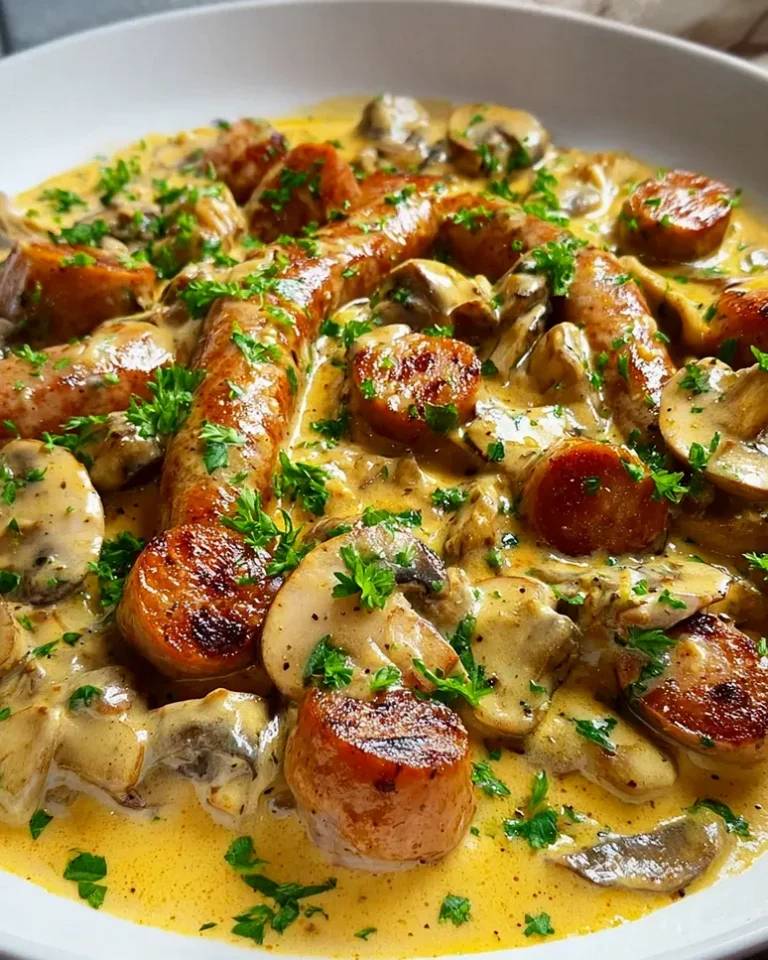 Cremiges Bratwurstgeschnetzeltes mit Pilzen - Einfach lecker!