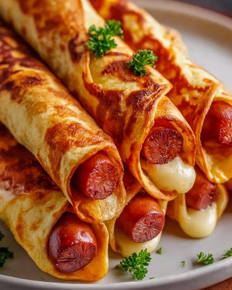 Gebackene Hot Dogs In Tortilla Teig