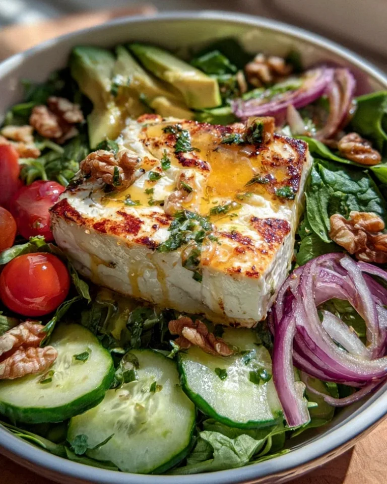 Gebackener Feta auf Gemischtem Salat
