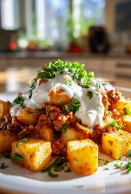 Genuss pur: Knusprige Kartoffeln mit Hackfleisch & Joghurt