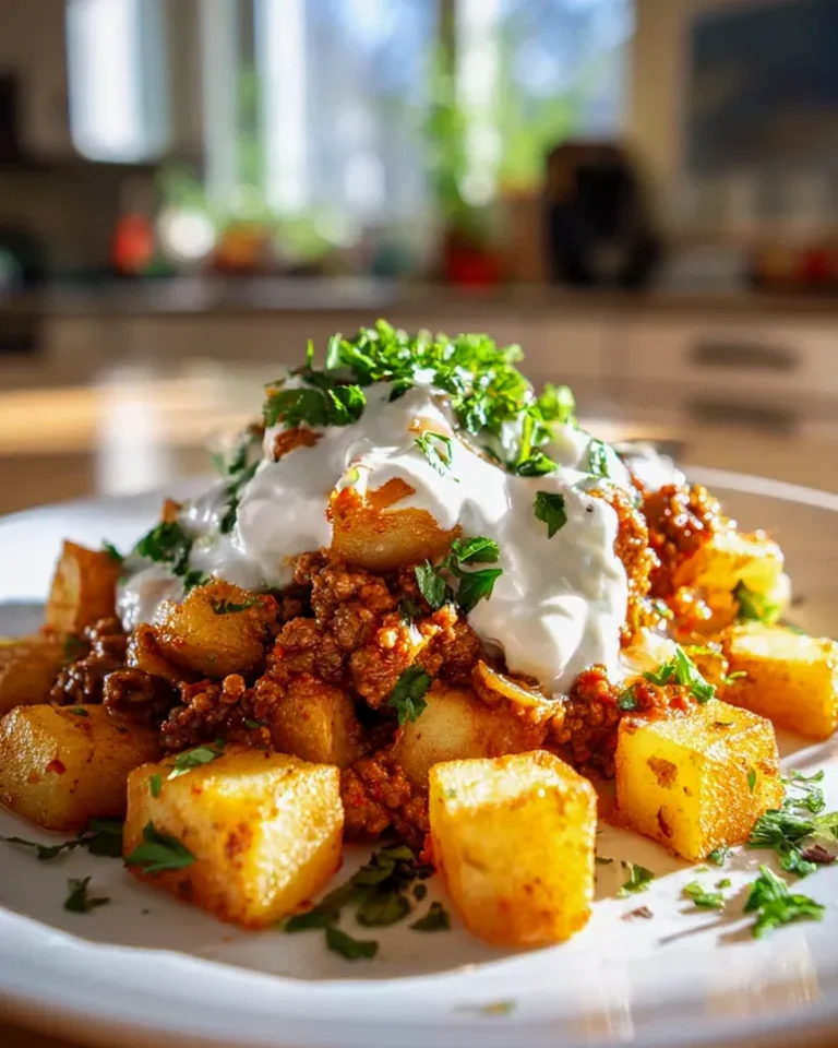 Genuss pur: Knusprige Kartoffeln mit Hackfleisch & Joghurt