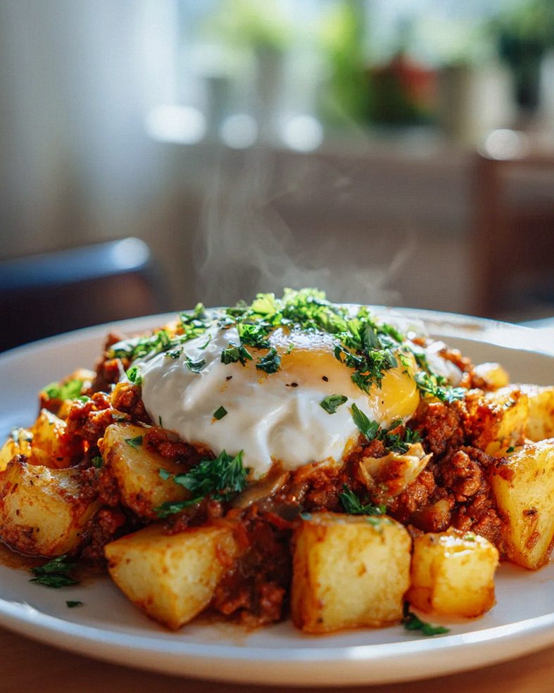 Genuss pur: Knusprige Kartoffeln mit Hackfleisch & Joghurt – Schritt 2