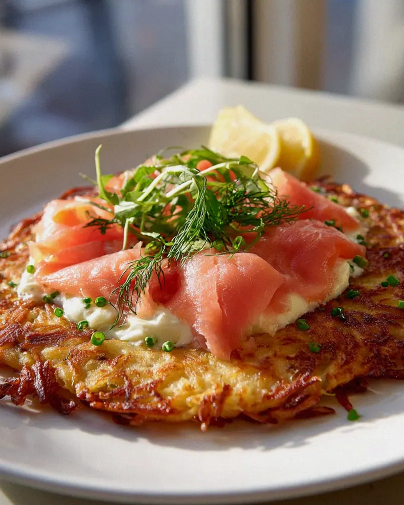 Großer Rösti mit cremigem Frischkäse & zartem Lachs-Filet – Schritt 1