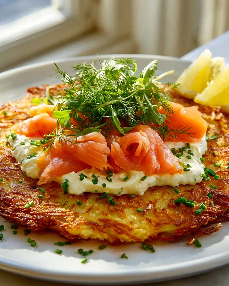 Großer Rösti mit cremigem Frischkäse & zartem Lachs-Filet – Schritt 2