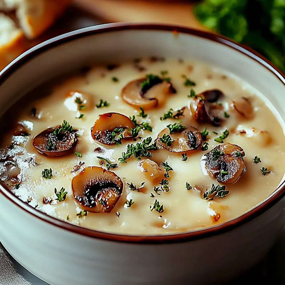 Hüttenkäse-Pilzsuppe – Schritt 2