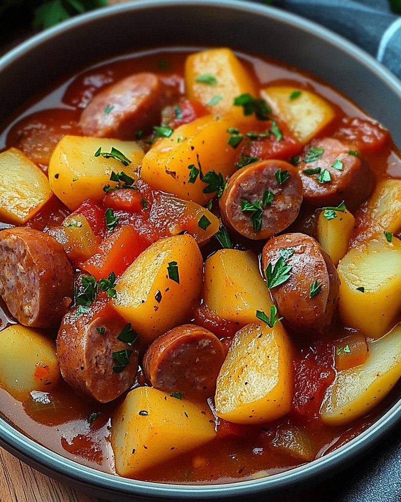 Kartoffelgulasch mit Würstchen – Schritt 1