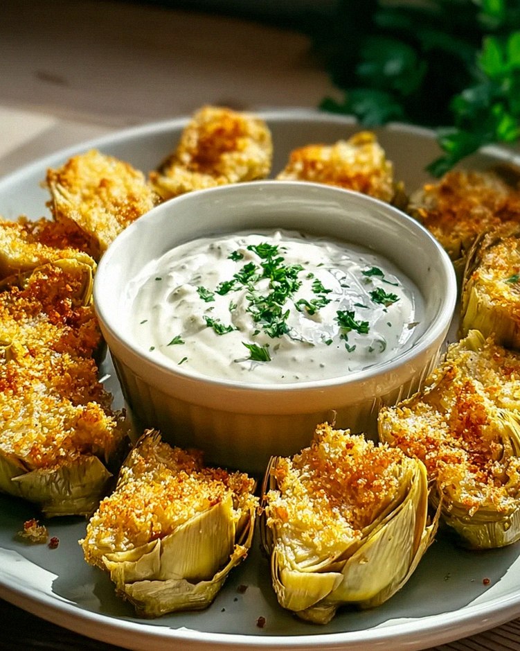 Knusprige Artischockenherzen gebacken mit Knoblauch-Aioli – Schritt 1
