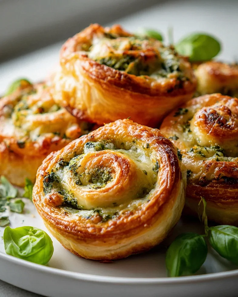 Knusprige Mini Blätterteig Schnecken mit Pesto & Käse – Schritt 1