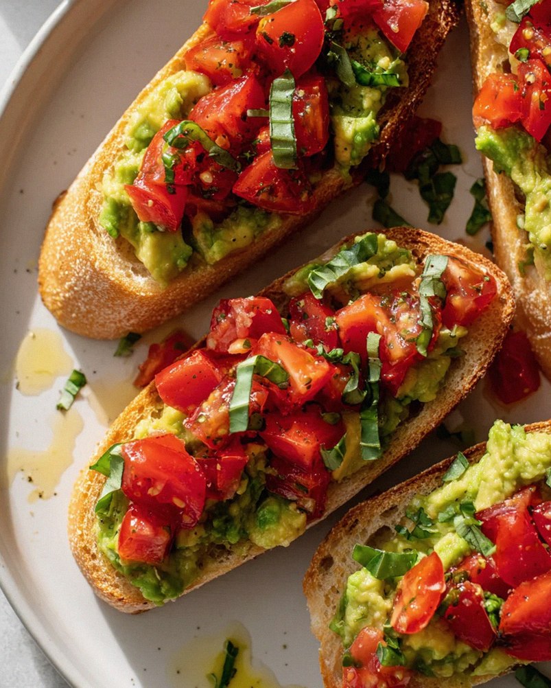 Leckere Avocado Tomato Bruschetta Baguette Rezeptidee – Schritt 1