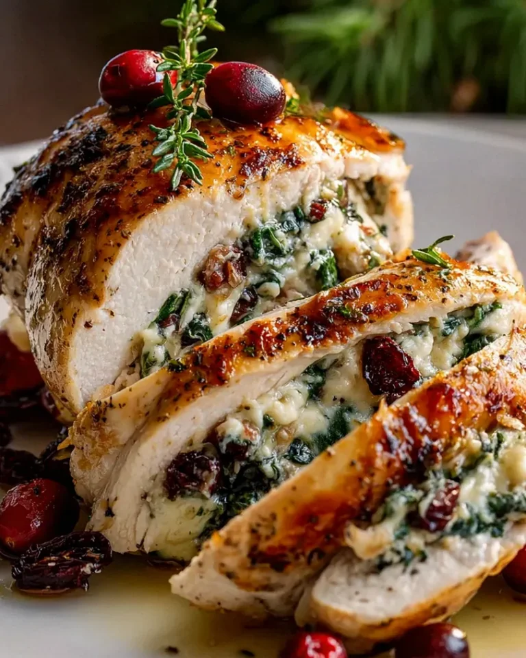 Leckeres Rezept: Spinat-Cranberry gefüllte Hähnchenbrust