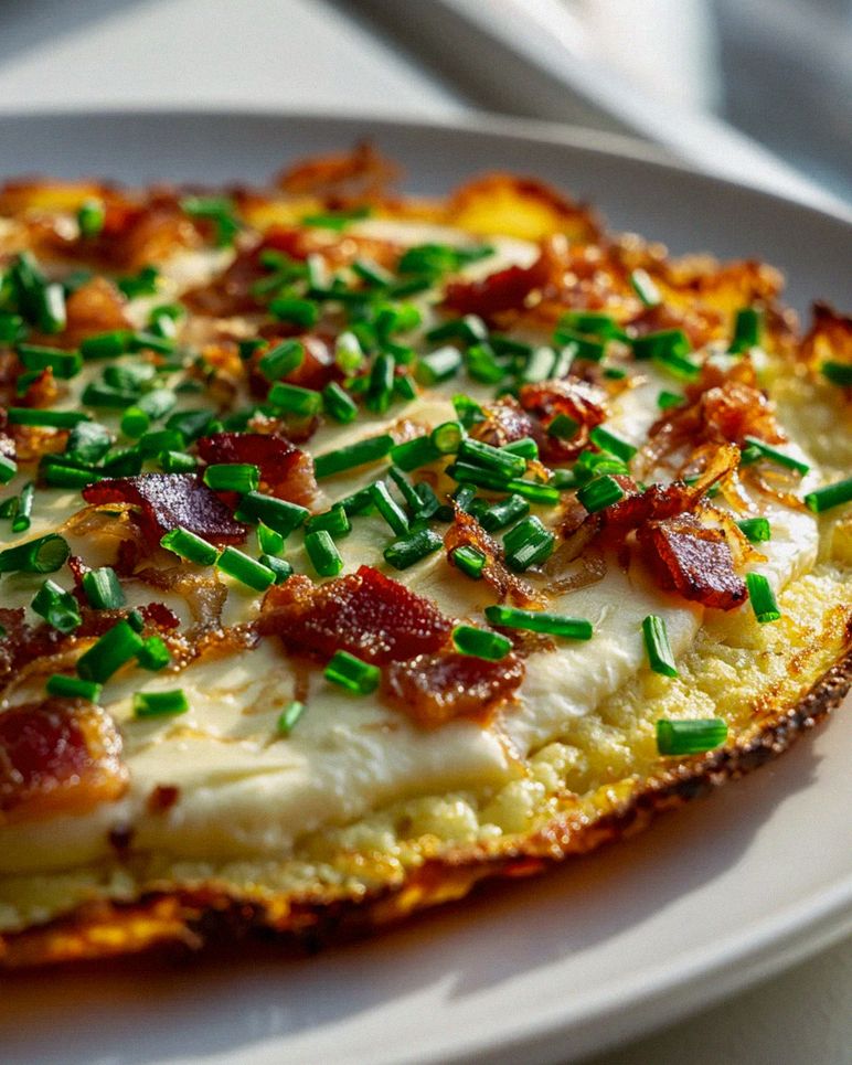 Low Carb Tarte Flambée: Knuspriger Genuss mit Blumenkohlboden! – Schritt 2