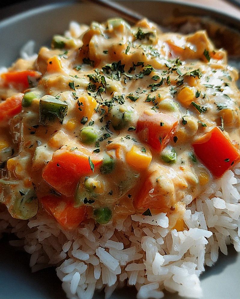 Reis mit Gemüse-Frischkäse-Sauce – Schritt 2