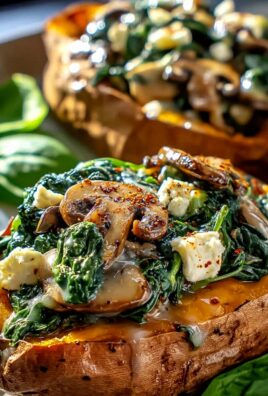 Unglaubliche Gefüllte Süßkartoffeln mit Beef, Champignons & Spinat