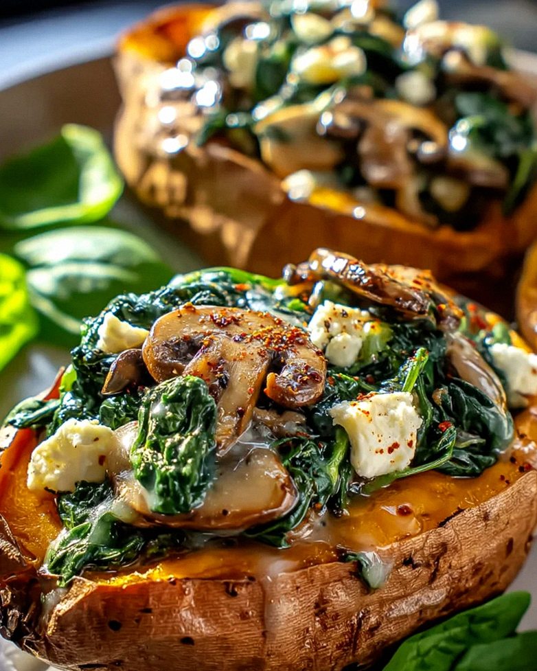 Unglaubliche Gefüllte Süßkartoffeln mit Beef, Champignons & Spinat – Schritt 1