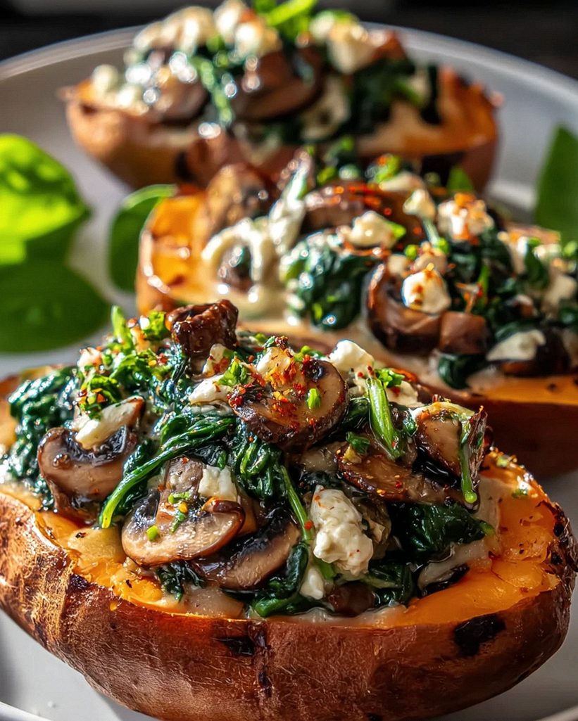 Unglaubliche Gefüllte Süßkartoffeln mit Beef, Champignons & Spinat – Schritt 2